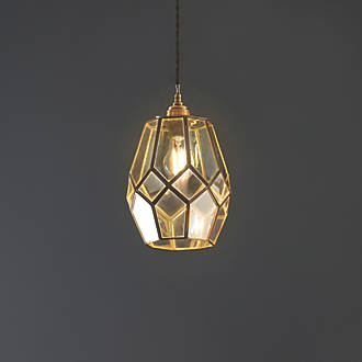 Image of Quay Design Thames Antique Brass Metal & Glass Cage Pendant Shade 