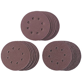 Image of Einhell Sanding Disc Set Punched 125mm 60, 120 & 180 Grit 25 Pack 