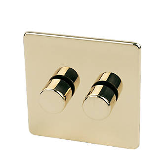 Image of Crabtree Platinum 2-Gang 2-Way Dimmer Switch Polished Brass 