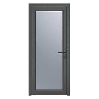 Image of Crystal Fully Glazed 1-Obscure Light Left-Hand Opening Anthracite Grey uPVC Back Door 2090mm x 840mm 