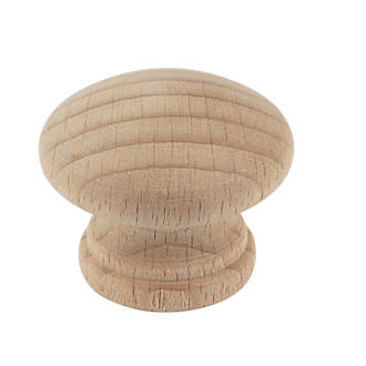 Image of Traditional Cabinet Door Knobs Plain Beech 35mm 2 Pack 