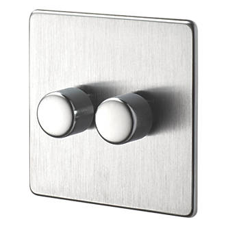 Image of Crabtree Platinum 2-Gang 2-Way Dimmer Switch Satin Chrome 