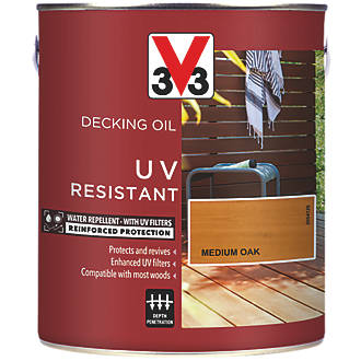 Image of V33 High Performance UV-Resistant Decking Oil Medium Oak 2.5Ltr 