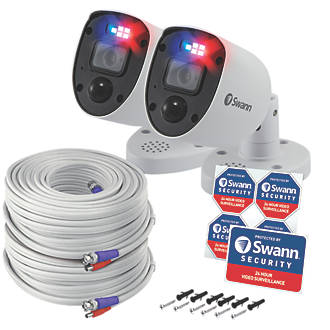 Image of Swann SWPRO-4KRLPK2-EU White Wired 4K Outdoor Bullet Add-On Camera Twin Pack 2 Pack 