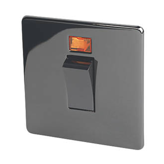 Image of Crabtree Platinum 45A 1-Gang DP Cooker Switch Black Nickel with Neon 