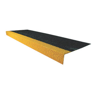 Image of COBA Europe Black & Hi-Vis Yellow GRP Anti-Slip Stair Tread Cover 1000mm x 345mm x 55mm 