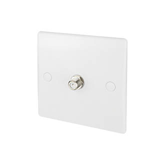 Image of Schneider Electric Ultimate Slimline 1-Gang F-Type Satellite Socket White with Colour-Matched Inserts 