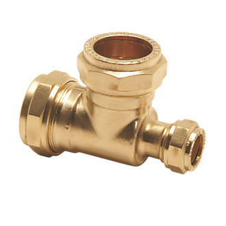 Image of Pegler PX50B Brass Compression Reducing Tee 22mm x 15mm x 22mm 