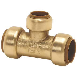 Image of Tectite Classic Brass Push-Fit Reducing Tee 22 x 22 x 15mm 