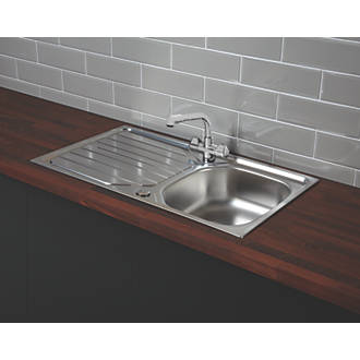 Image of Franke Reno / Danube 1 Bowl Stainless Steel Inset Sink & Mixer Tap 860mm x 500mm 