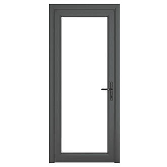 Image of Crystal Fully Glazed 1-Clear Light Left-Hand Opening Anthracite Grey uPVC Back Door 2090mm x 920mm 