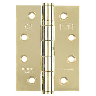 Image of Smith & Locke Electro Brass Grade 11 Fire Rated Ball Bearing Hinges 102mm x 76mm 3 Pack 