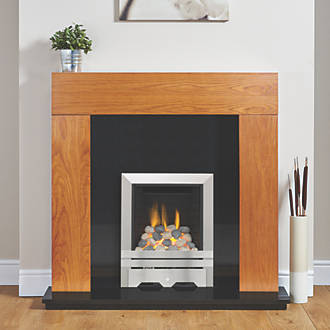 Image of Focal Point Lulworth Stainless Steel Rotary Control Inset Gas Full Depth Fire 480mm x 180mm x 585mm 
