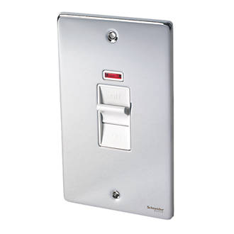 Image of Schneider Electric Ultimate Low Profile 50A 2-Gang DP Control Switch Polished Chrome with Neon with White Inserts 