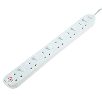 Image of Masterplug 13A 6-Gang Switched Surge-Protected Extension Lead 1m 