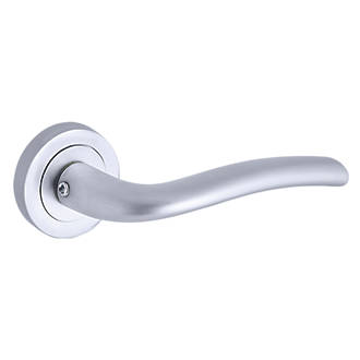 Image of Smith & Locke Corfe Fire Rated Lever on Rose Door Handles Pair Satin Chrome 