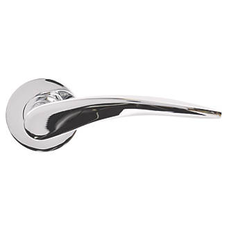 Image of Jigtech Vecta Lever on Rose Door Handles Pair Polished Chrome 