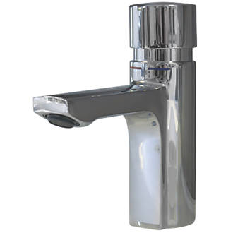 Image of F5S-Mix Self-Closing Non-Concussive Commercial Bathroom Pillar Mixer Tap Chrome 