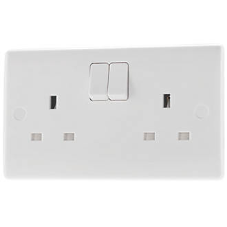 Image of British General 800 Series 13A 2-Gang DP Switched Socket White 