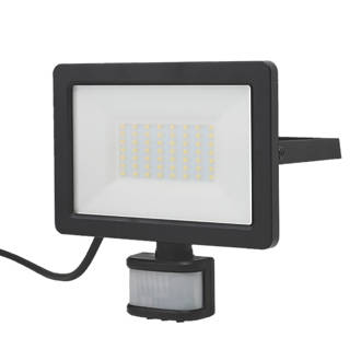 Image of LAP Weyburn Outdoor LED Floodlight With PIR Sensor Black 30W 3000lm 