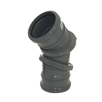 Image of FloPlast Push-Fit 0-90Â° Double Socket Adjustable Pipe Bend Anthracite Grey 110mm 