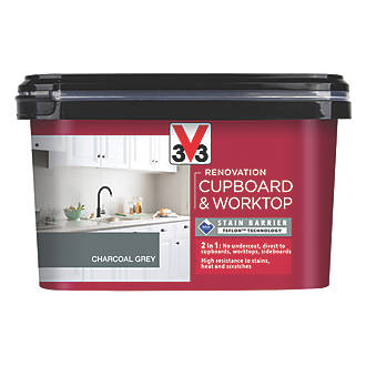 Image of V33 Renovation Cupboard & Worktop Paint Satin Charcoal Grey 2Ltr 