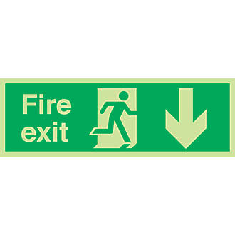 Image of Nite-Glo "Fire Exit" Down Arrow Sign 150 x 450mm 