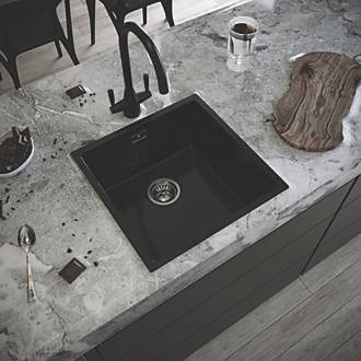 Image of ETAL Comite 1 Bowl Composite Kitchen Sink Gloss Black 440mm x 440mm 