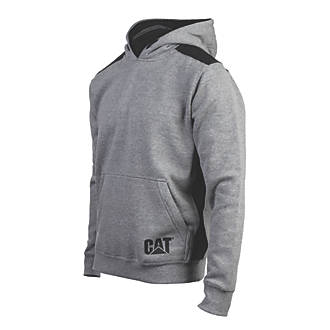 Image of CAT Logo Panel Hooded Sweatshirt Dark Heather Grey XXXX Large 58-60" Chest 