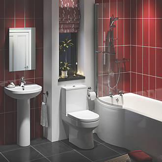 Image of Walker Contemporary P-Shape Left Hand Bathroom Suite with Acrylic Bath 