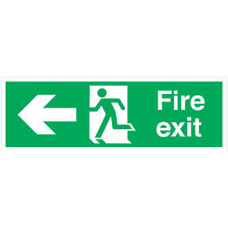 Image of Non Photoluminescent "Fire Exit" Left Arrow Signs 150mm x 450mm 50 Pack 