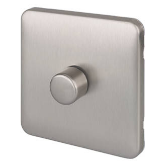 Image of Schneider Electric Lisse Deco 1-Gang 1-Way Dimmer Brushed Stainless Steel 