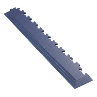 Image of Garage Floor Tile Company X Joint Interlocking Corner Edge Ramp Blue 587mm x 90mm 2 Pack 
