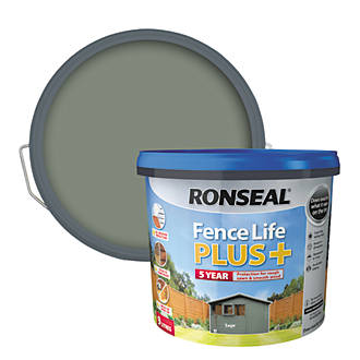 Image of Ronseal Fence Life Plus Shed & Fence Treatment Sage 9Ltr 