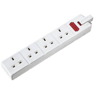 Image of Masterplug 13A 4-Gang Fused Rewireable Fused Socket with Neon White 