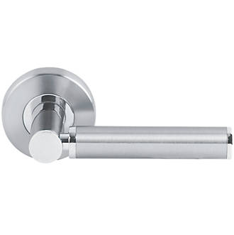 Image of Smith & Locke Lyme Fire Rated Lever on Rose Door Handles Pair Polished / Satin Nickel 