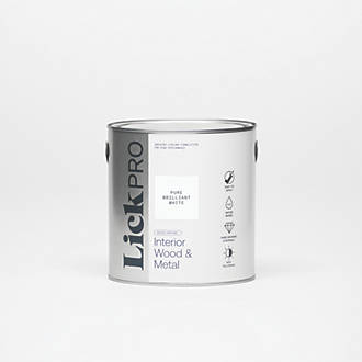 Image of LickPro Satin Pure Brilliant White Emulsion Wood & Metal Paint 2.5Ltr 