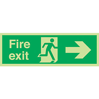 Image of Nite-Glo "Fire Exit" Right Arrow Sign 150 x 450mm 