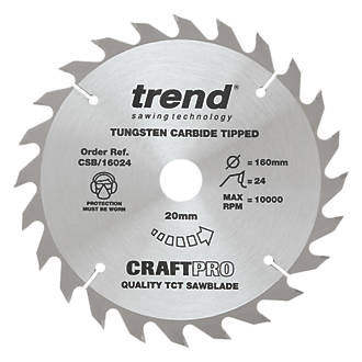 Image of Trend CraftPro CSB/16024 Wood Circular Saw Blade 160mm x 20mm 24T 