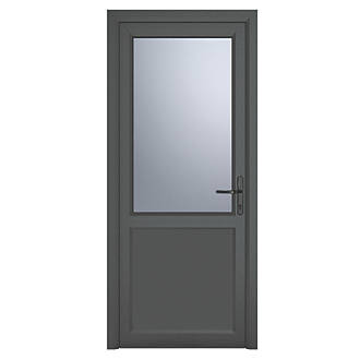 Image of Crystal 1-Panel 1-Obscure Light Left-Hand Opening Anthracite Grey uPVC Back Door 2090mm x 840mm 