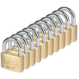 Image of Burg-Wachter Brass Keyed Alike Padlocks 60mm 10 Pack 