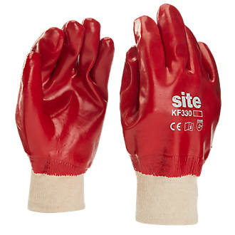 Image of Site 330 PVC Fully-Coated Gloves Red Large 