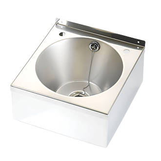 Image of Model B 1 Bowl Stainless Steel 2-Tap Hole Wall-Hung Wash Basin 345mm x 185mm 