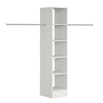 Image of Spacepro 5-Shelf Tower Unit with Hanger Bar White 450mm x 2100mm 