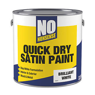 Image of No Nonsense Satin Brilliant White Acrylic Water-Based Paint 2.5Ltr 