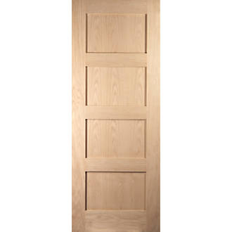 Image of Jeld-Wen Unfinished Oak Veneer Wooden 4-Panel Internal Door 2032mm x 813mm 