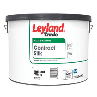 Image of Leyland Trade Contract Silk Brilliant White Emulsion Paint 10Ltr 