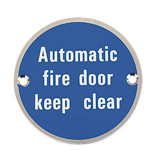 Image of Automatic Fire Door Keep Clear Sign 76mm 