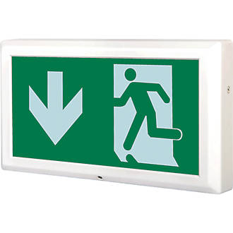 Image of Luceco Tempus Maintained Emergency LED Exit Box with Down Arrow 8W 100lm 