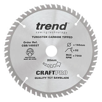 Image of Trend CraftPo CSB/16552T Wood Thin Kerf Circular Saw Blade for Cordless Saws 165mm x 20mm 52T 